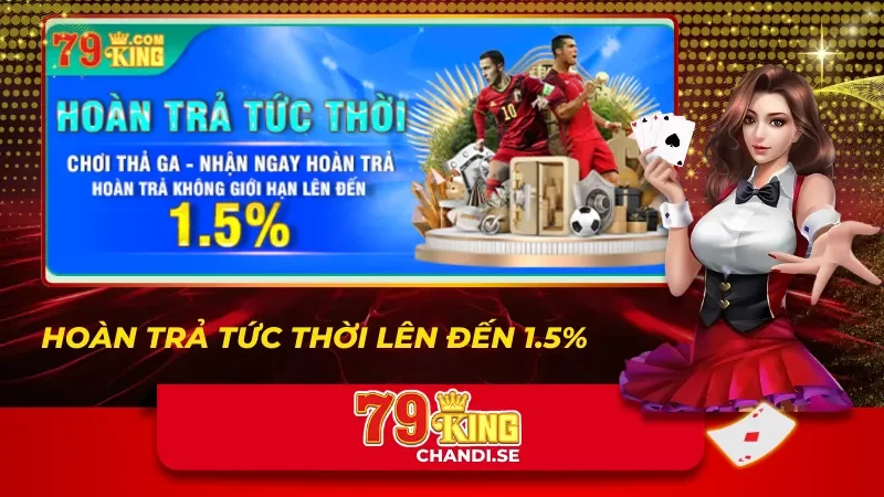 Hoàn trả tức thời lên đến 1.5% tại 79King